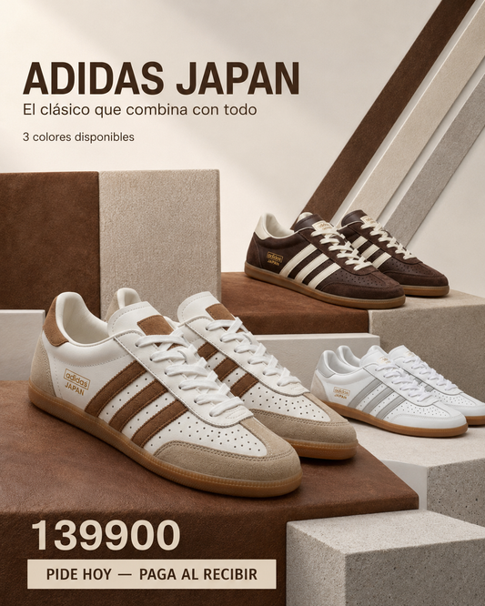 Tenis Japan marrón y crema vista lateral